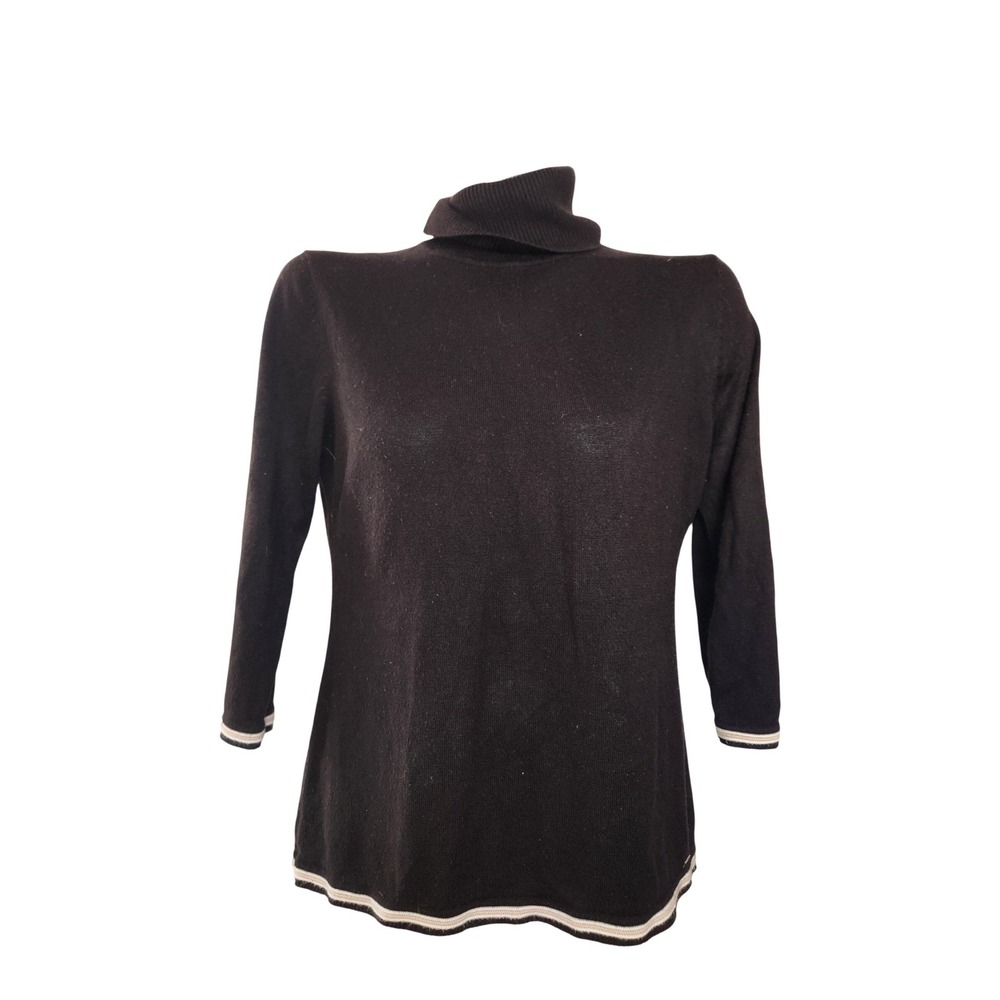 Tommy Hilfiger Black Turtleneck Sweater 3/4 Sleeve Tipped Trim‎  M
Office Luxury